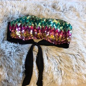 ✨Sequin Strapless bikini top